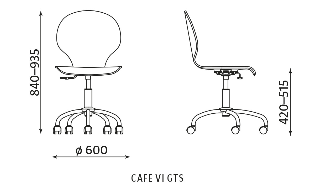 Wymiary krzesła Cafe VI GST